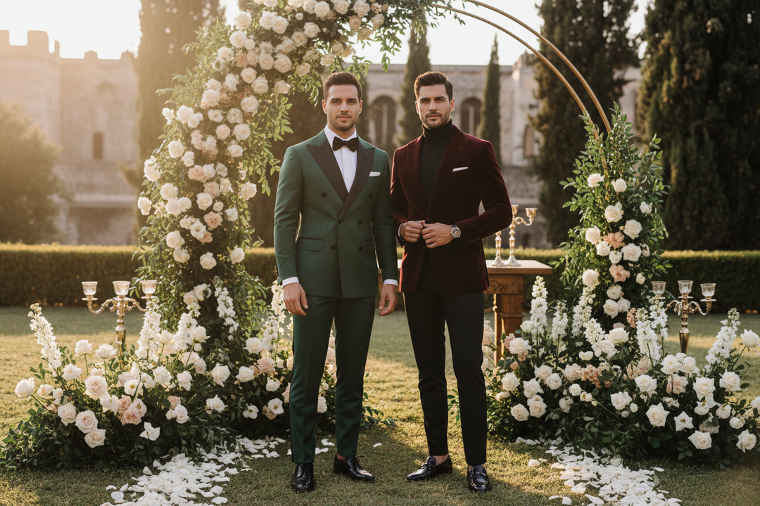 Sourcing Non-Traditional Wedding Suits: Emerald Green and Burgundy Trends