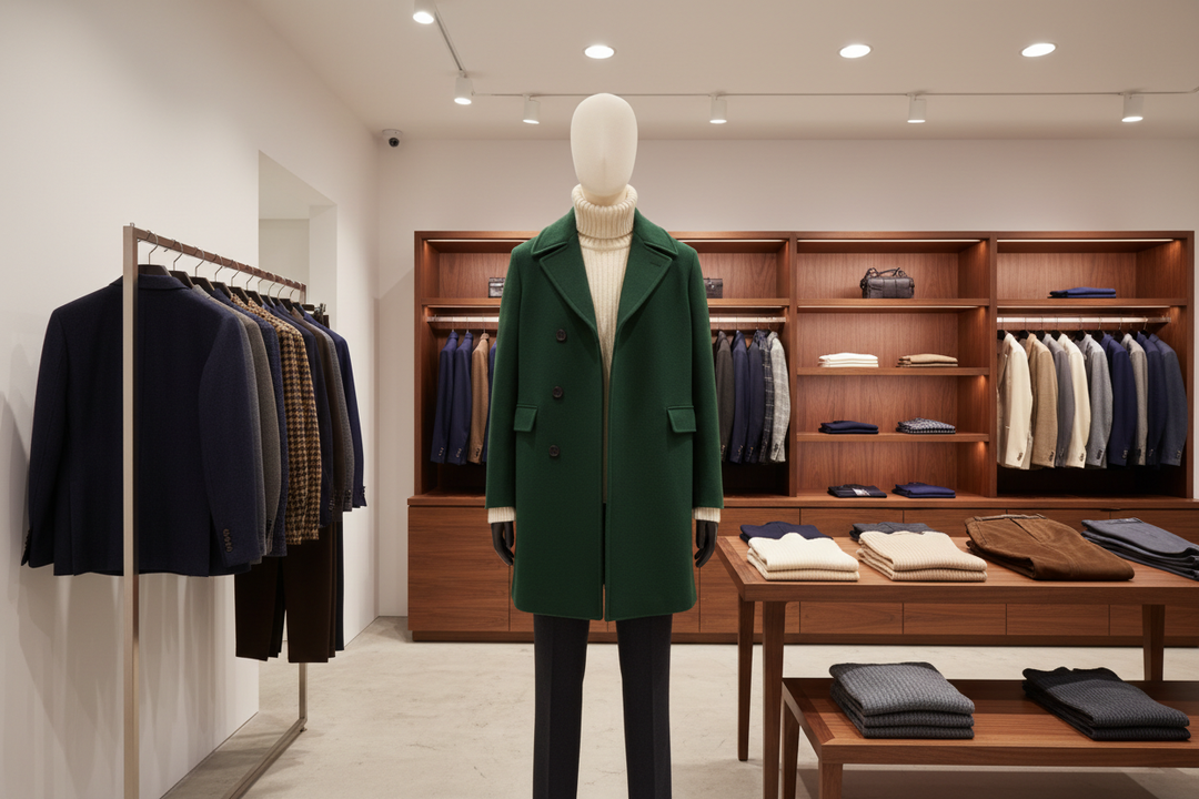 The Peacoat Merchandising Playbook: How USA Menswear Retailers Should Display and Sell Peacoats with Suits, Knitwear, and Trousers