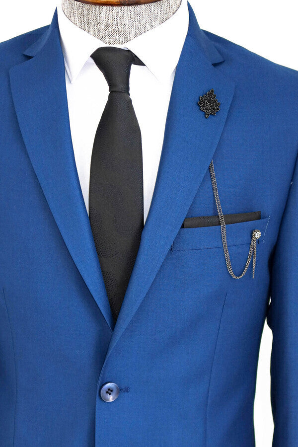 2 Piece 2 Buttons Blue Men Suit - Wessi