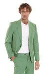 2 Piece Patterned Slim Fit Green Men Suit - Wessi