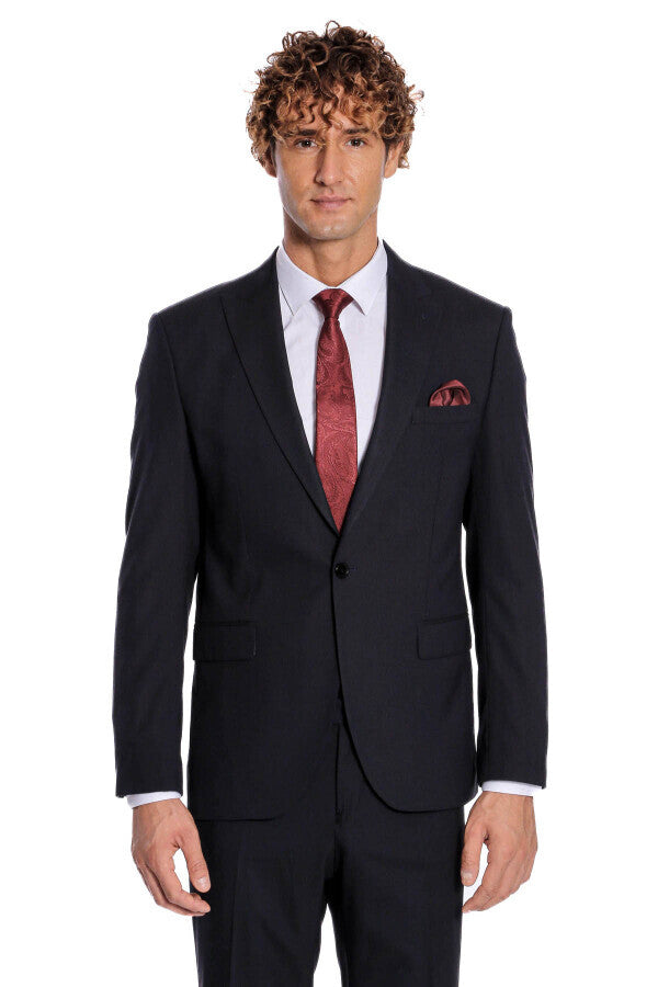 2 Piece Striped Black Men Suit - Wessi