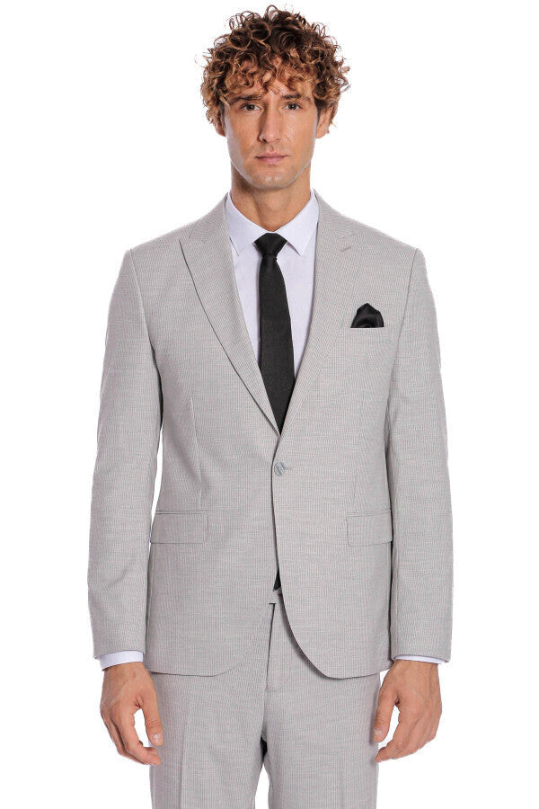 2 Piece Striped Grey Men Suit - Wessi