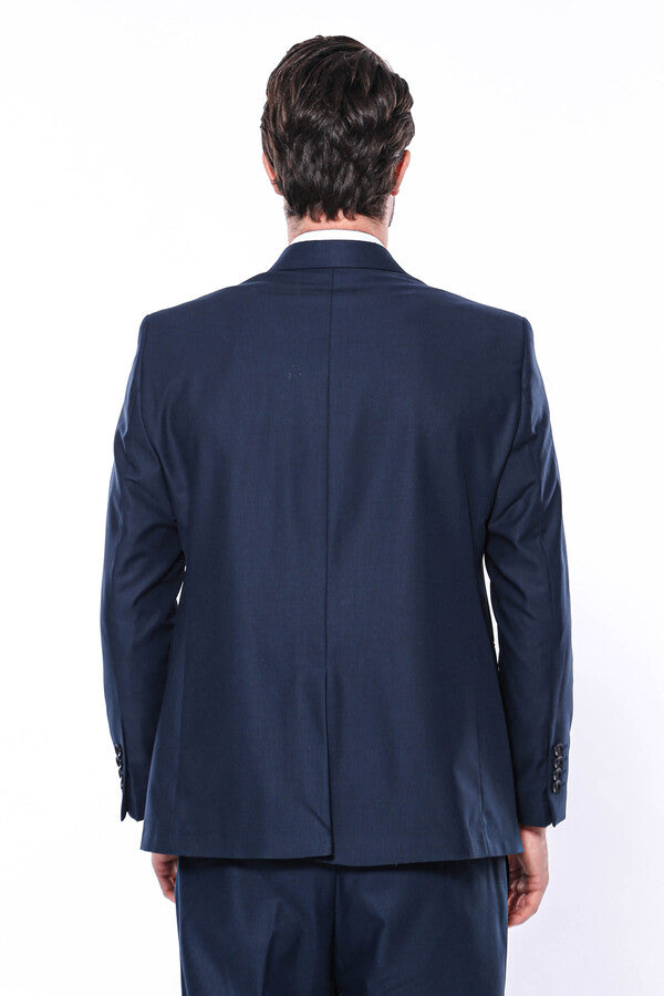 4 Drop Navy Blue Polyviscose Suit | Wessi - Wessi