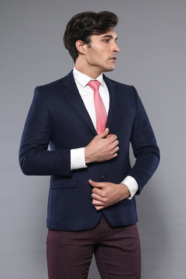 Blazer azul marino de lana 4 Drop para hombre - Wessi