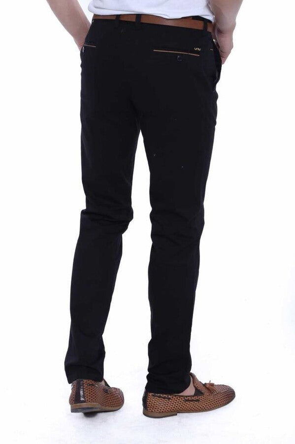 5 Pockets Patterned Black Men Pants - Wessi