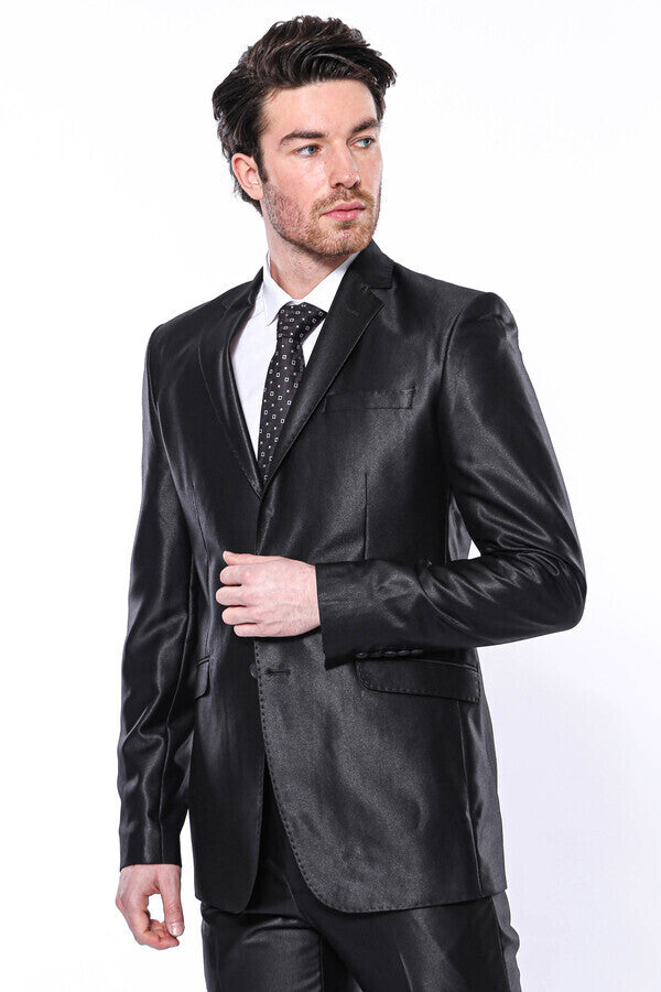 Traje negro brillante 8 Drop - Wessi