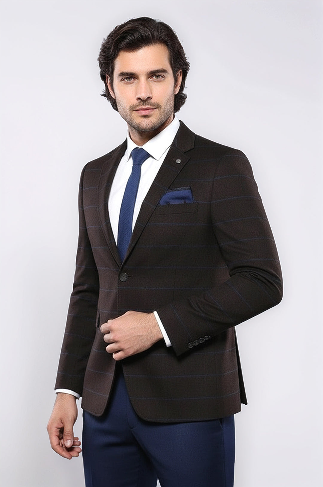 Blazer marrón de corte regular con 4 caídas para hombre - Wessi