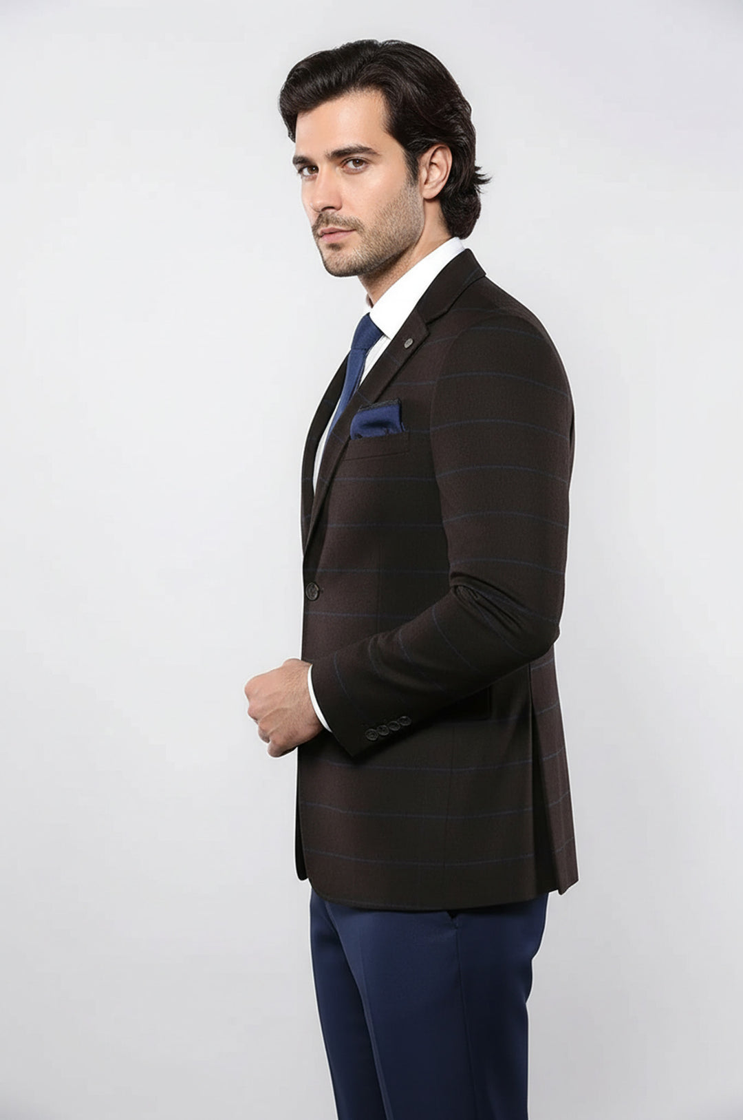 Blazer marrón de corte regular con 4 caídas para hombre - Wessi