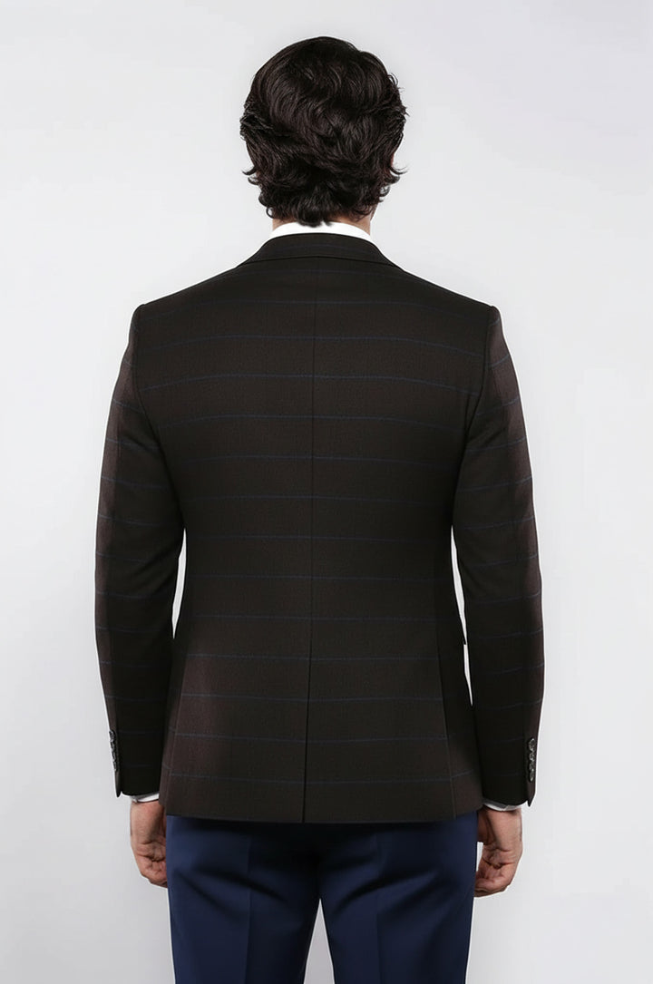 Blazer marrón de corte regular con 4 caídas para hombre - Wessi