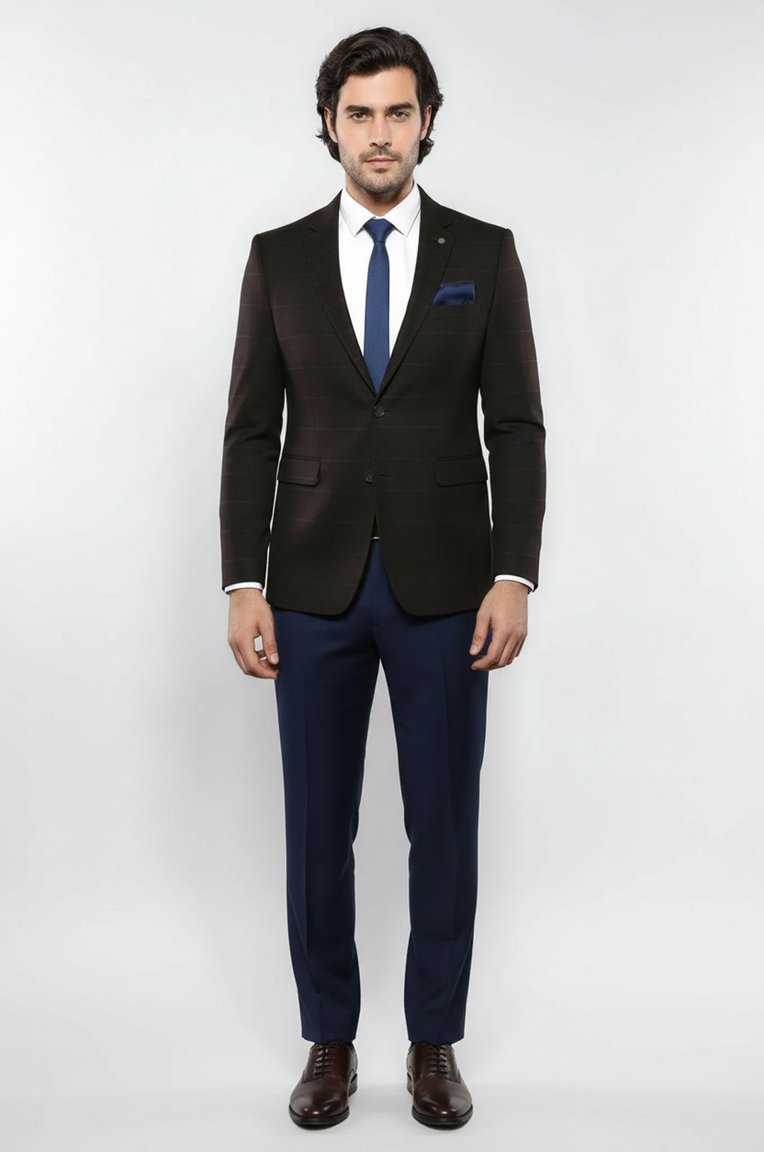 Blazer marrón de corte regular con 4 caídas para hombre - Wessi