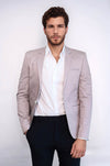 Chaqueta de algodón beige con un solo botón y 3 bolsillos - Wessi