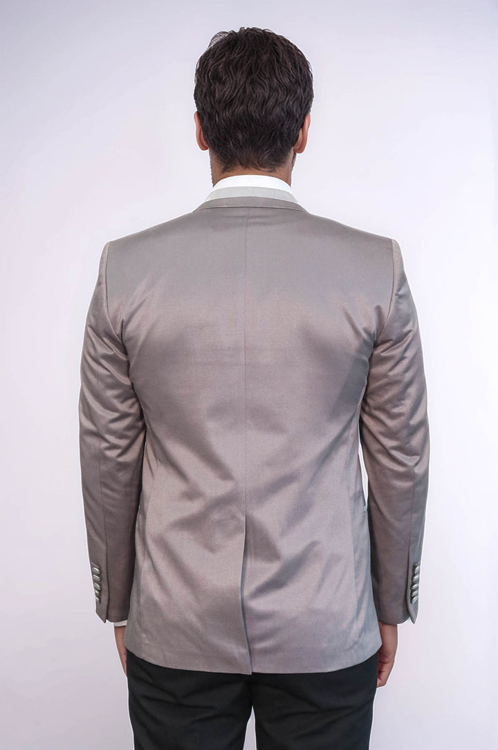 Chaqueta gris con 3 bolsillos y 2 botones con ribete cruzado - Wessi