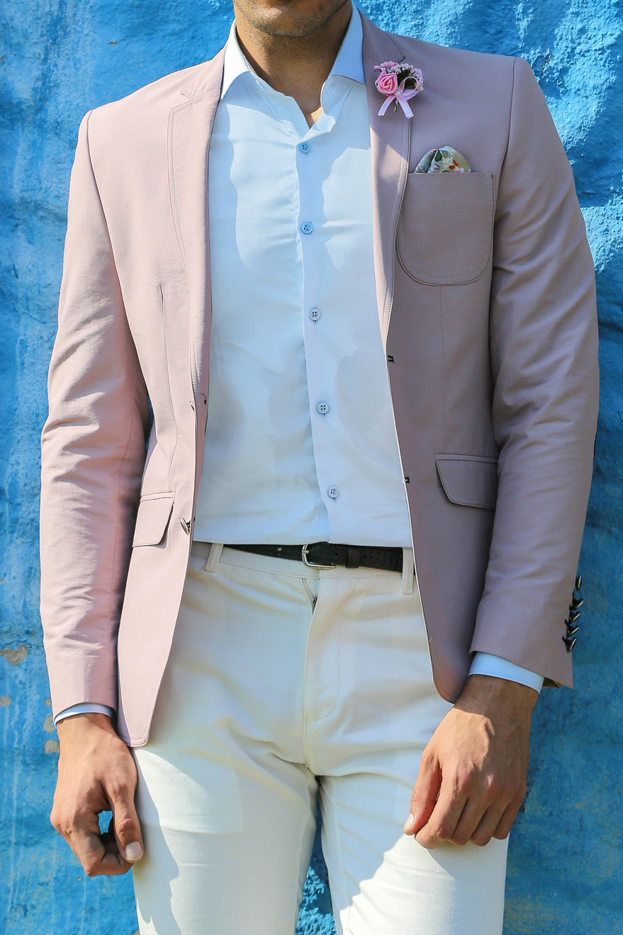 Blazer beige claro con parches - Wessi