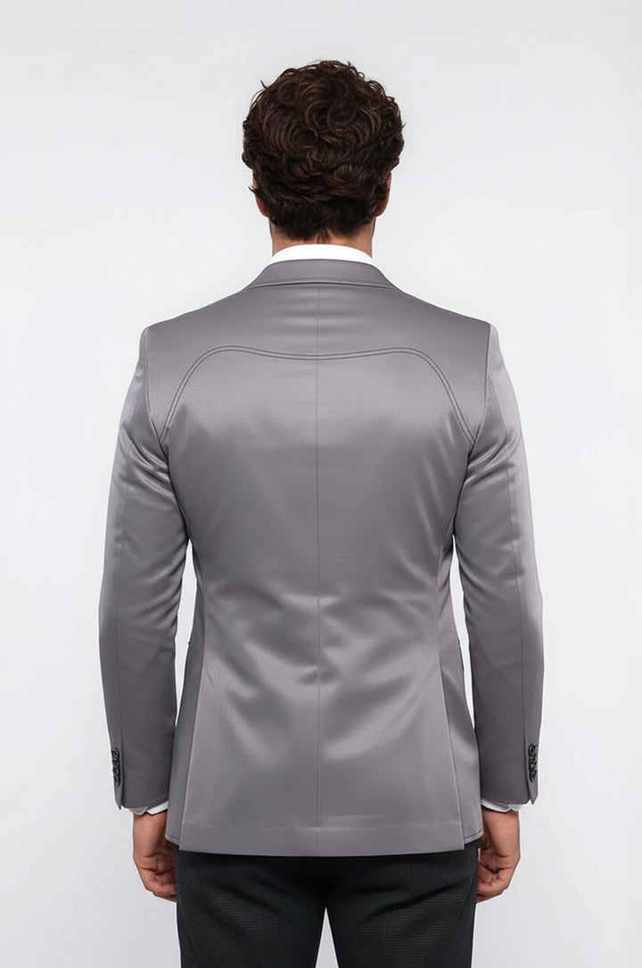 Grey Blazer With Patch Pockets | Wessi