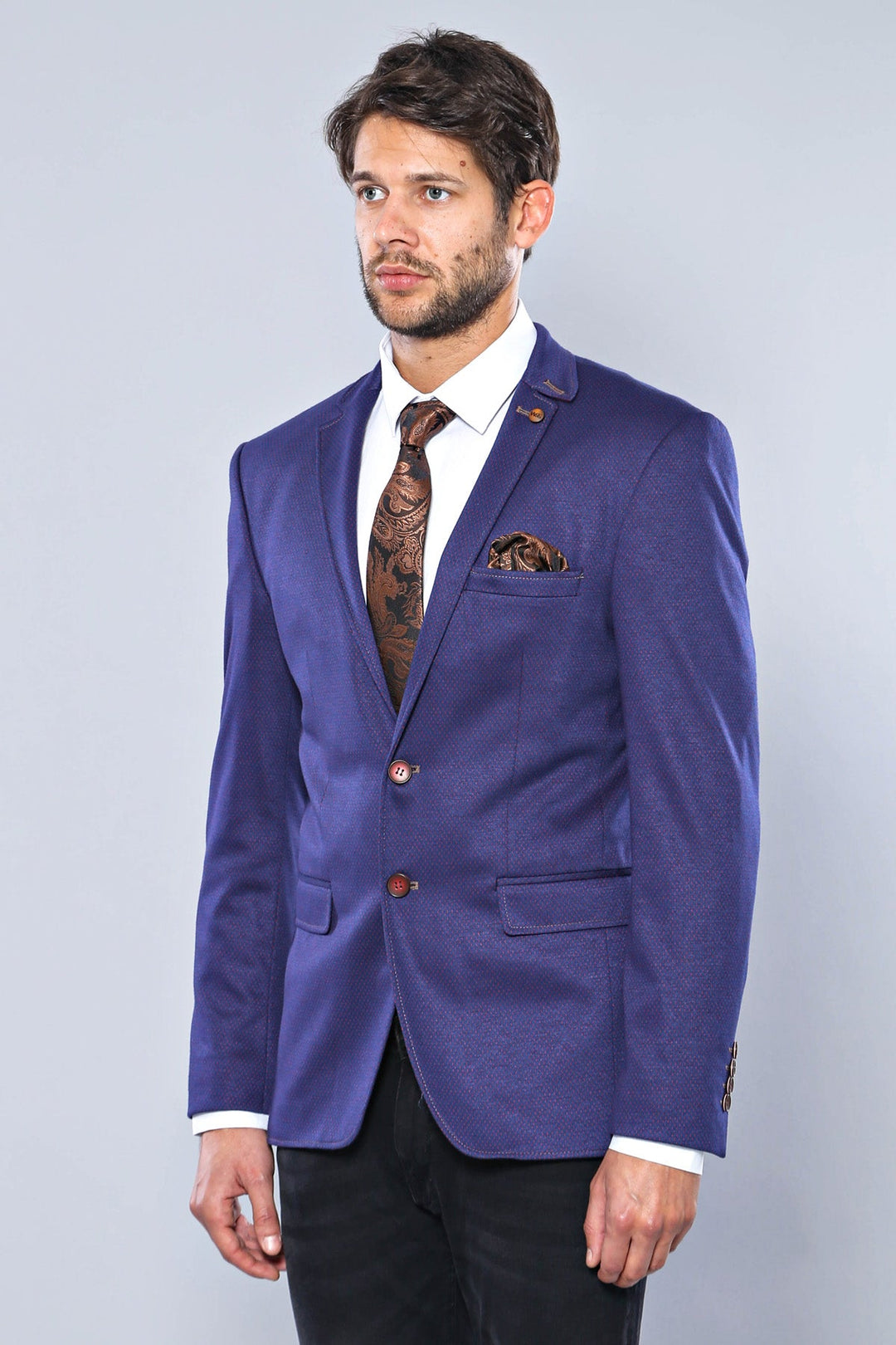 Chaqueta de cuadros escoceses con 2 botones en azul saxofón para hombre - Wessi