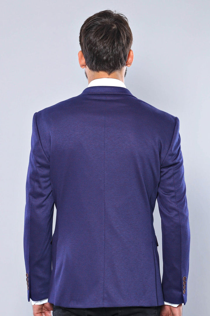 Chaqueta de cuadros escoceses con 2 botones en azul saxofón para hombre - Wessi