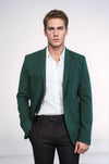 Double Buttons Shoulder Piece Mono Lapel Green Jacket-Wessi