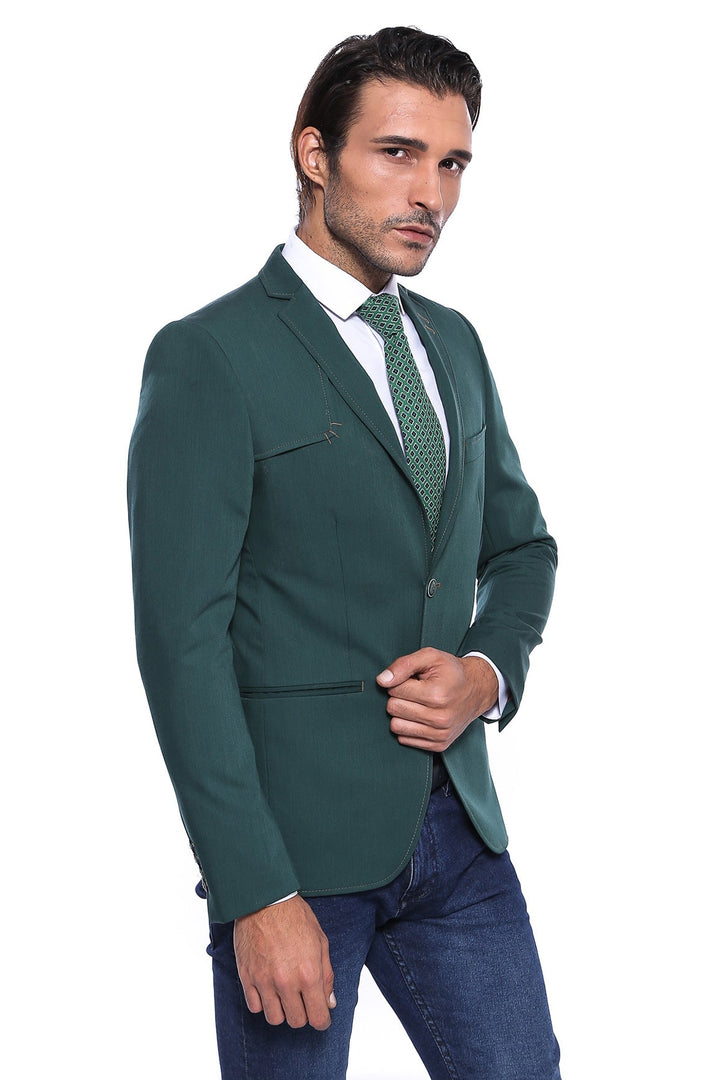 Chaqueta verde con solapa mono y dos botones en los hombros - Wessi