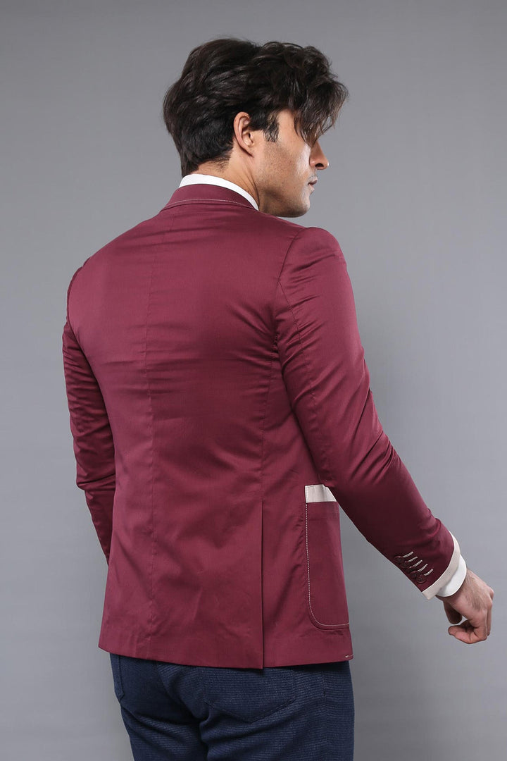 2 Button Bag Pocket Burgundy Jacket-Wessi