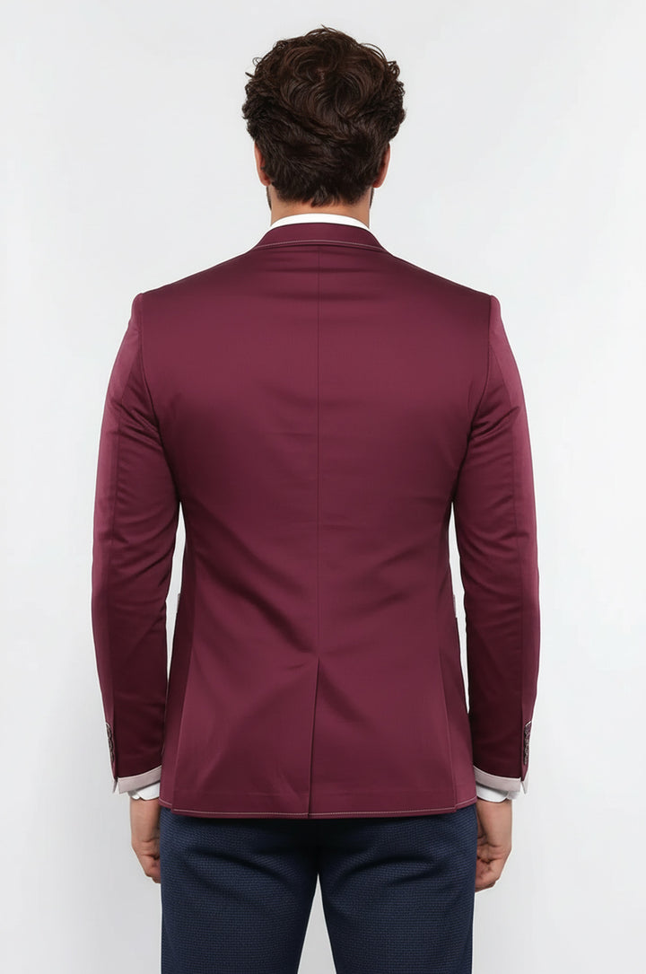 2 Button Bag Pocket Burgundy Jacket-Wessi