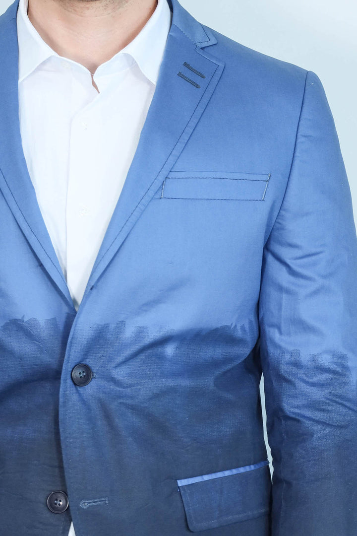 Dar Kesim Pamuk Mavi Blazer - Wessi