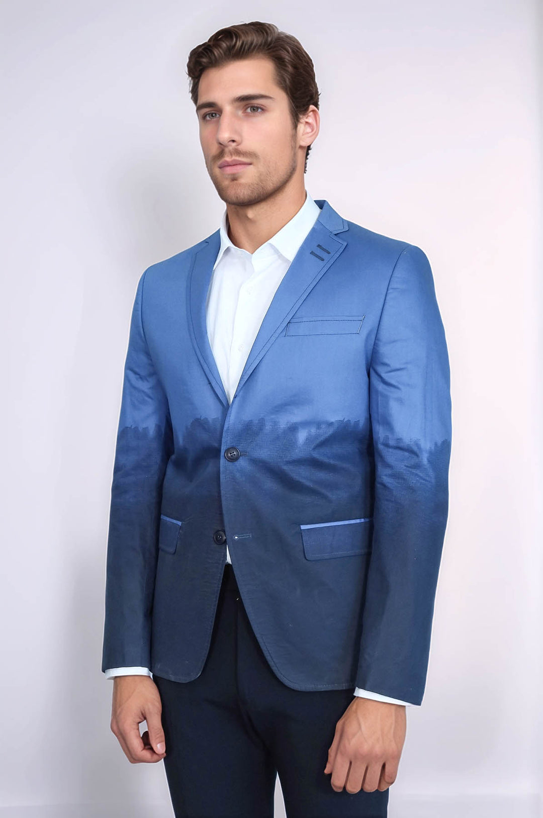 Dar Kesim Pamuk Mavi Blazer - Wessi