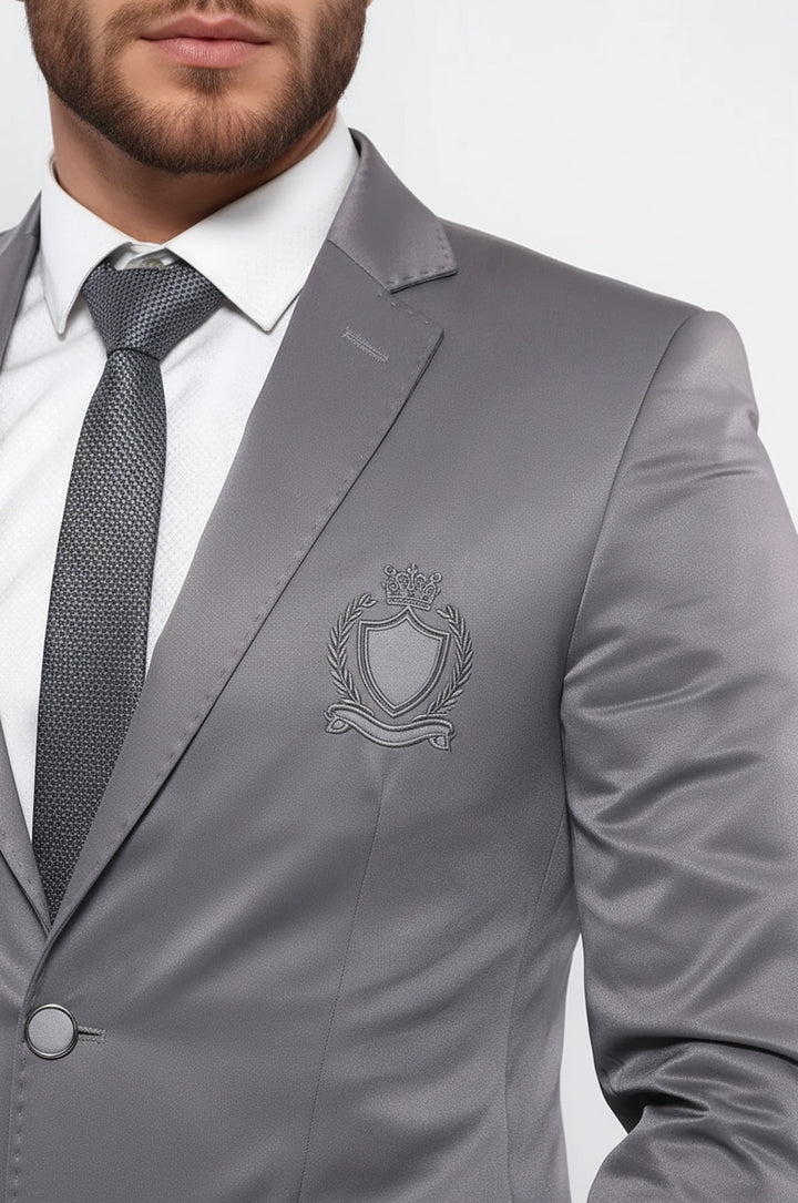 Double Button Mono Lapel Crested Light Smoked Jacket-Wessi