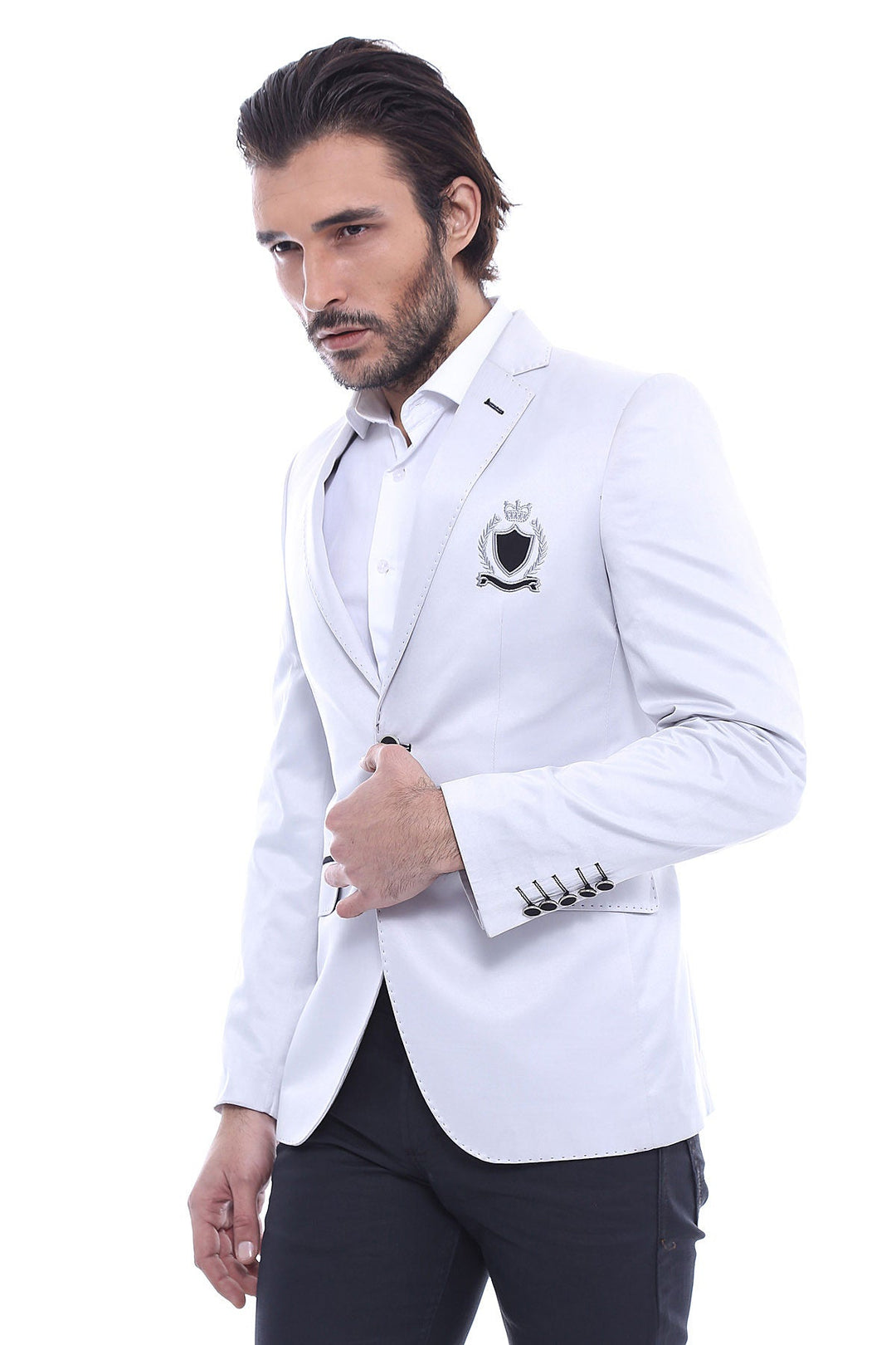 Chaqueta de color crema con solapa monocromática y dos botones - Wessi