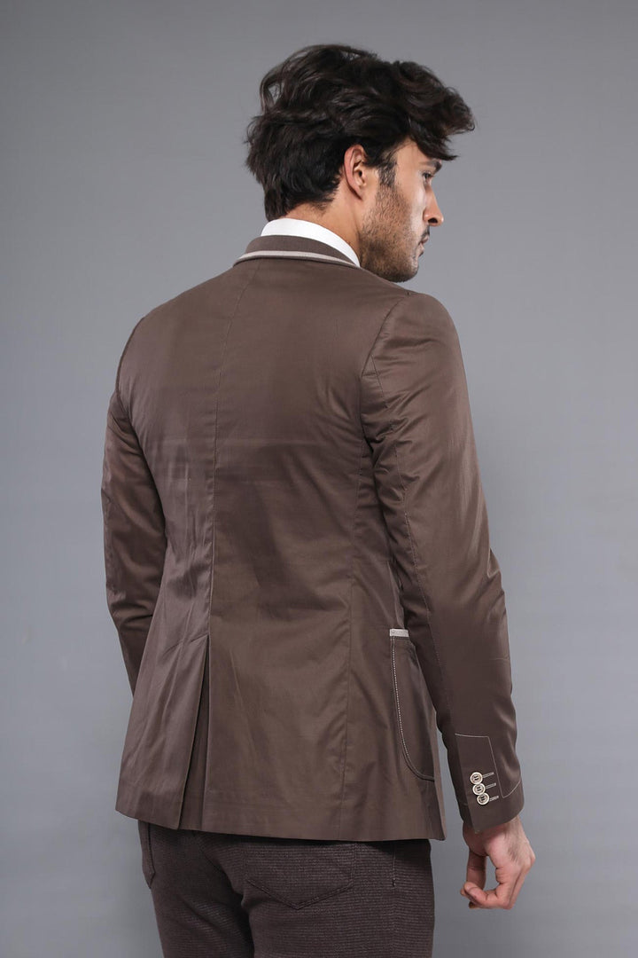 2 Button Bag Pocket Brown Jacket-Wessi