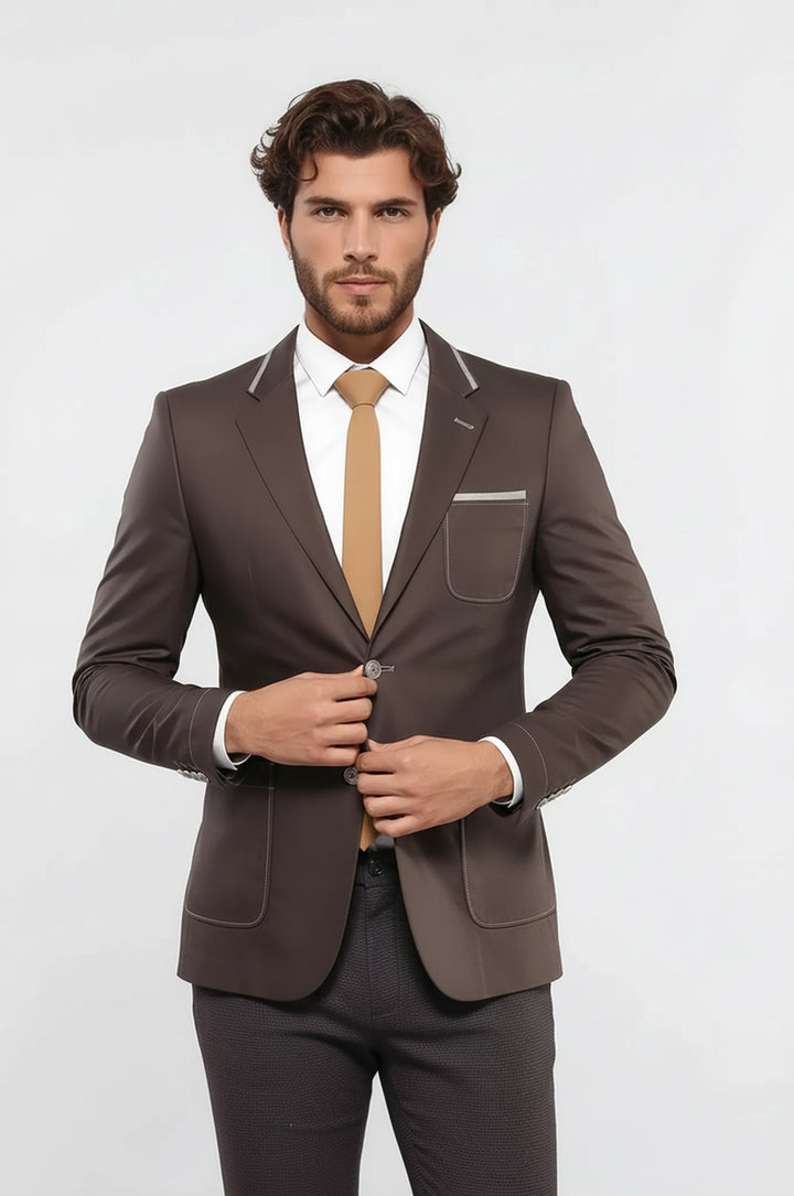 2 Button Bag Pocket Brown Jacket-Wessi