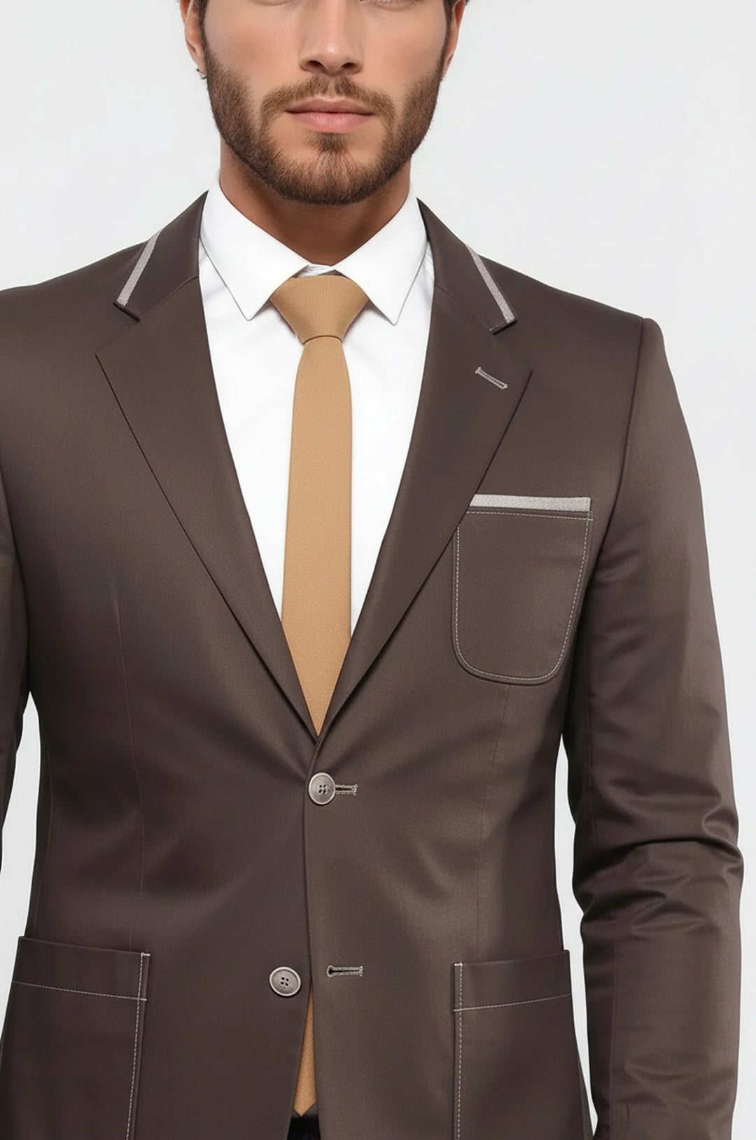 2 Button Bag Pocket Brown Jacket-Wessi