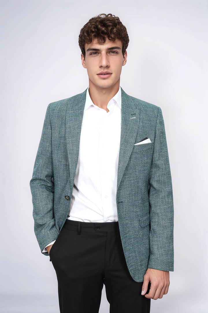 Blazer verde con estampado propio para hombre | Wessi