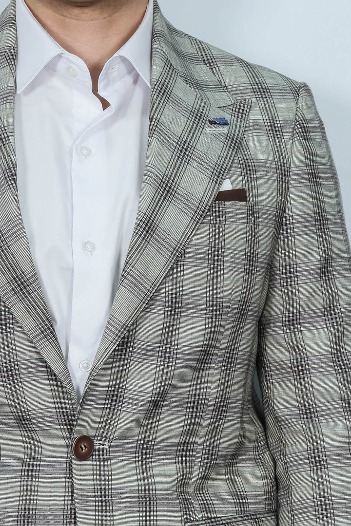 Blazer beige con cuello ancho y puntiagudo de un solo botón - Wessi