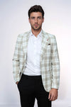 Blazer marrón claro con cuello ancho y puntiagudo y un botón - Wessi