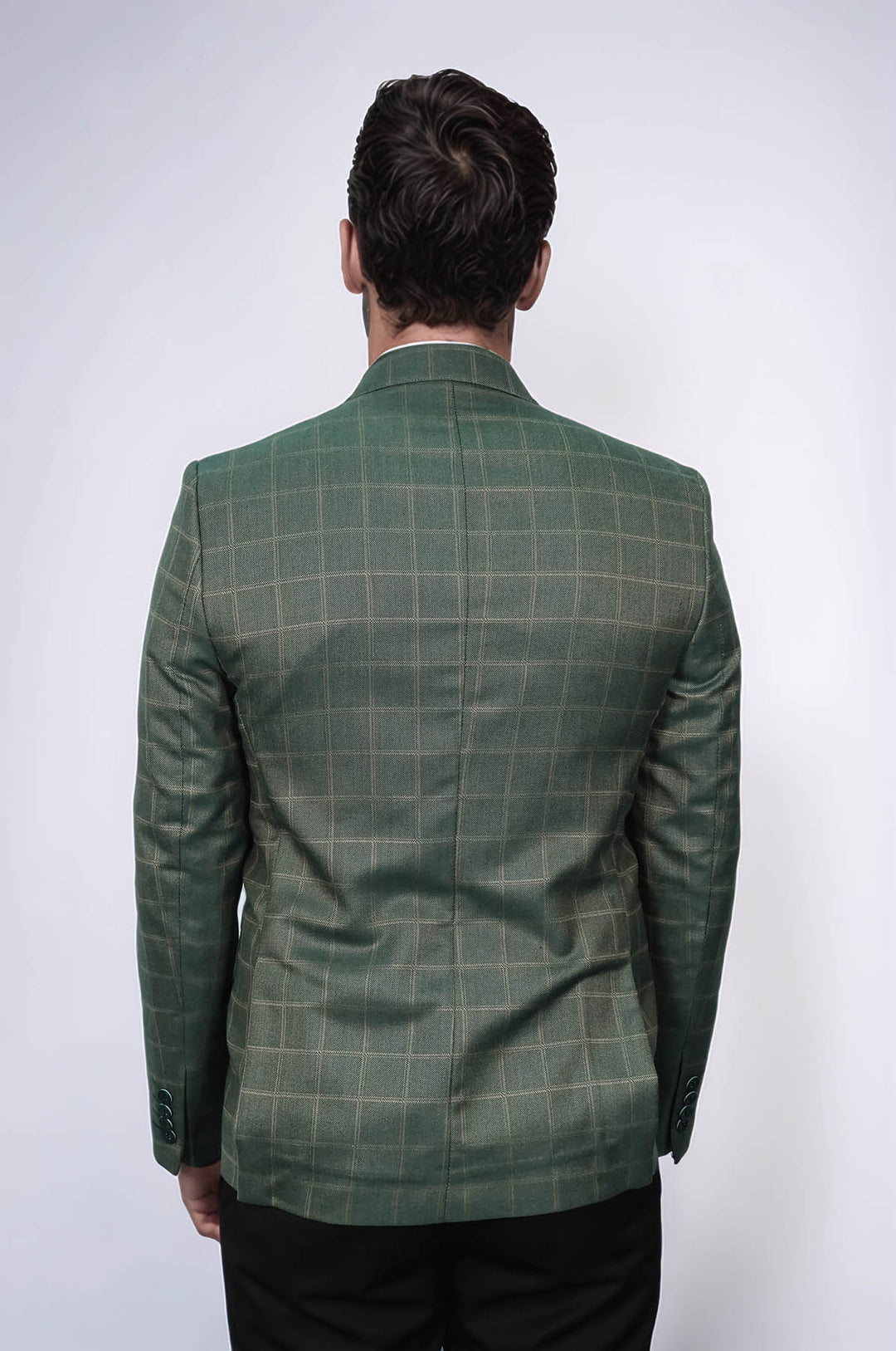 Blazer verde con cuello ancho y puntiagudo y un botón - Wessi