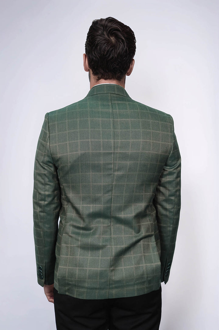 Blazer verde con cuello ancho y puntiagudo y un botón - Wessi