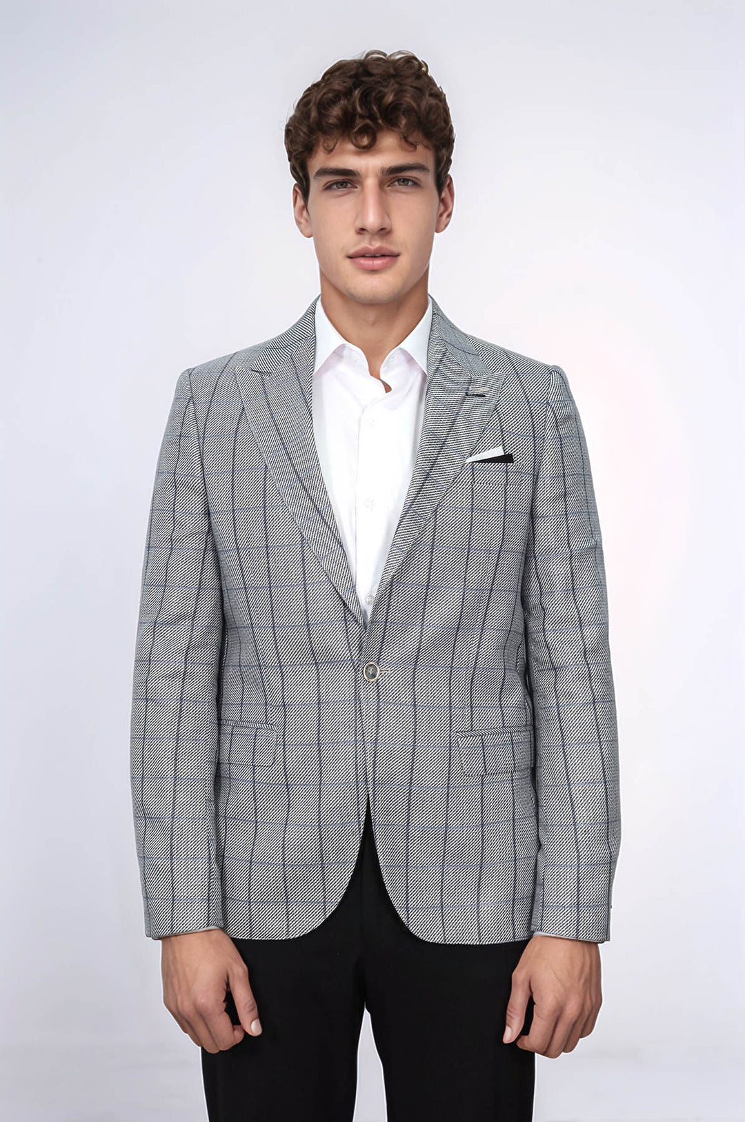 Single Button Pointed Collar Blazer - Wessi