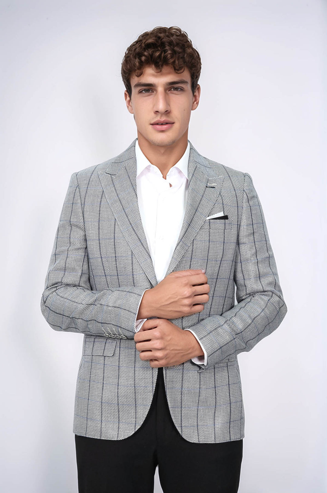 Single Button Pointed Collar Blazer - Wessi