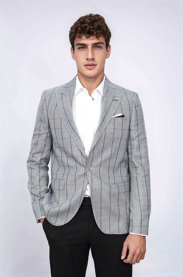 Single Button Pointed Collar Blazer - Wessi