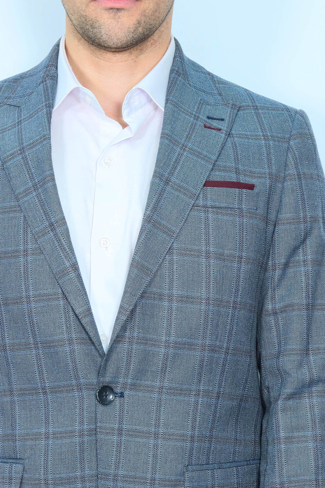 Blazer ajustado de cuadros grises para hombre - Wessi