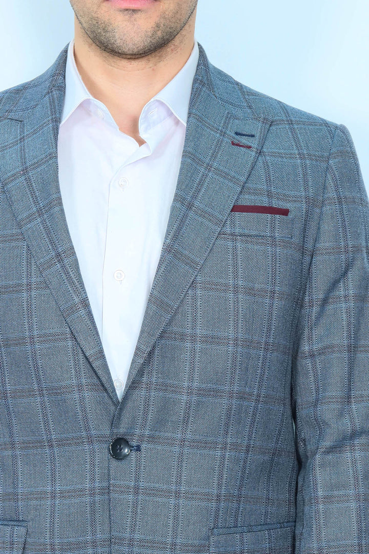 Blazer ajustado de cuadros grises para hombre - Wessi