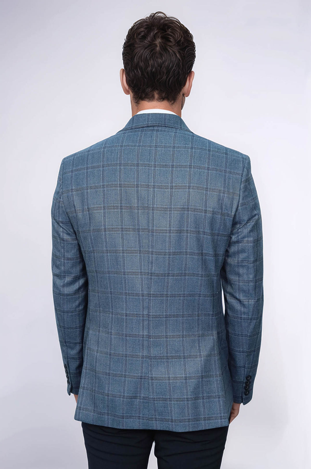Blazer ajustado de cuadros grises para hombre - Wessi