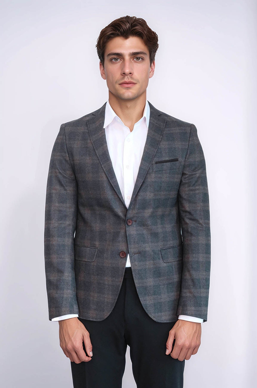 Plaid Smoked Jacket with Handkerchief - Wessi