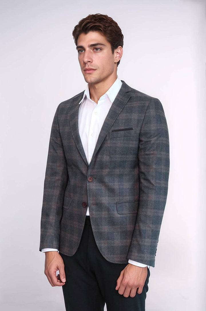 Plaid Smoked Jacket with Handkerchief - Wessi