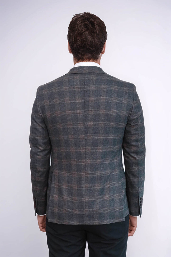 Plaid Smoked Jacket with Handkerchief - Wessi