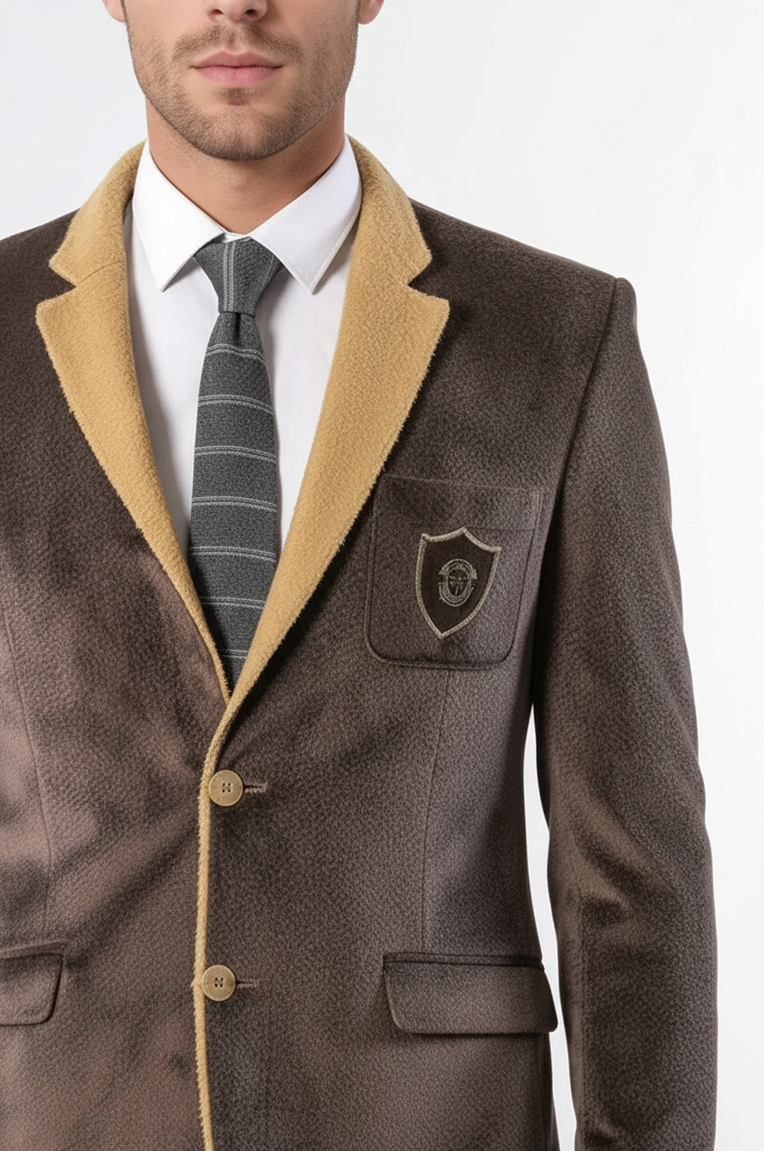 Furry Light Brown Blazer | Wessi