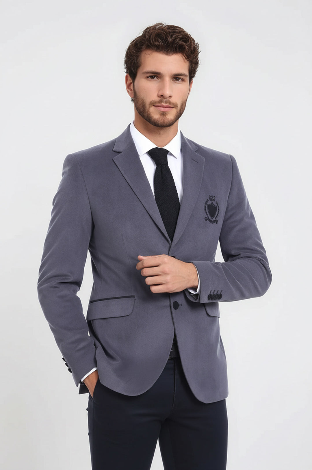 Pocket Flap Rigging Velvet Grey Jacket-Wessi