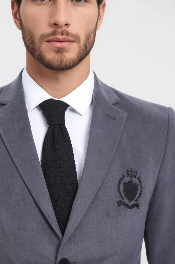 Pocket Flap Rigging Velvet Grey Jacket-Wessi