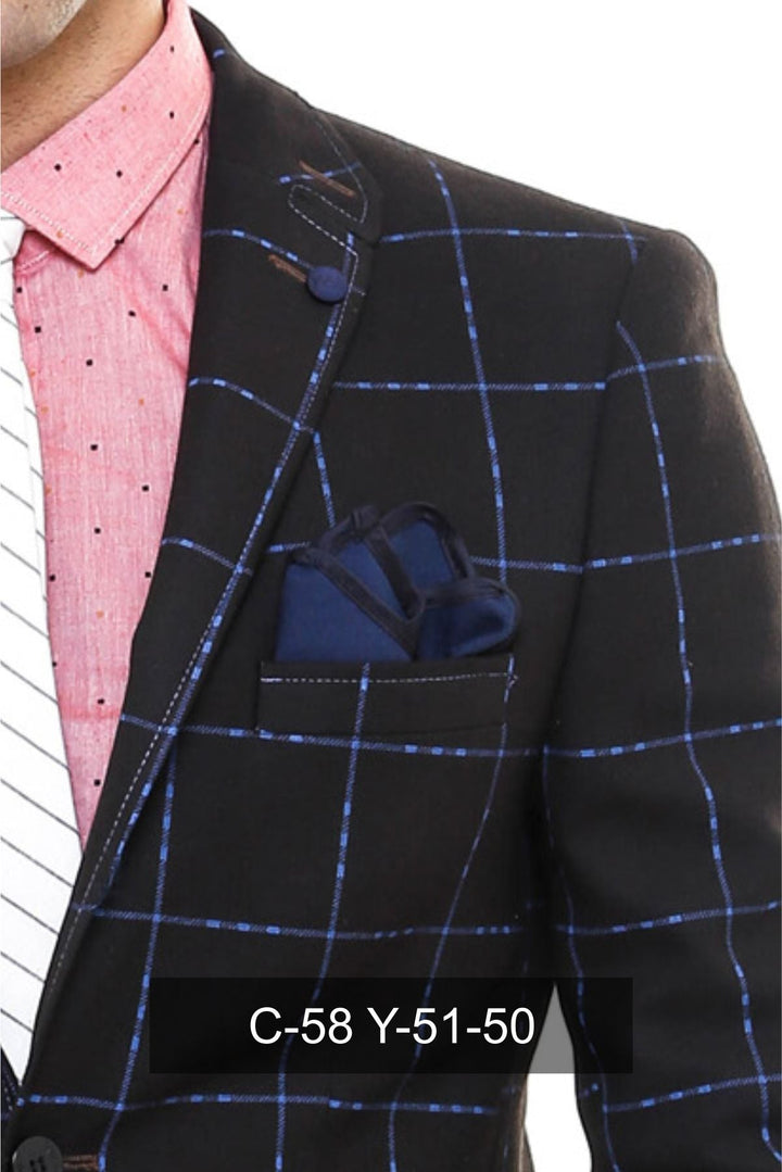 2 Button Plaid Wool Brown Jacket-Wessi