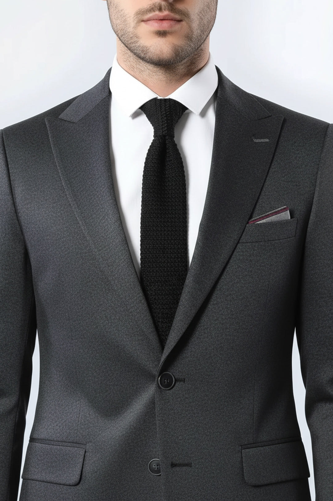 Single Button Double Vent Pointed Collar Navy Blue Blazer - Wessi